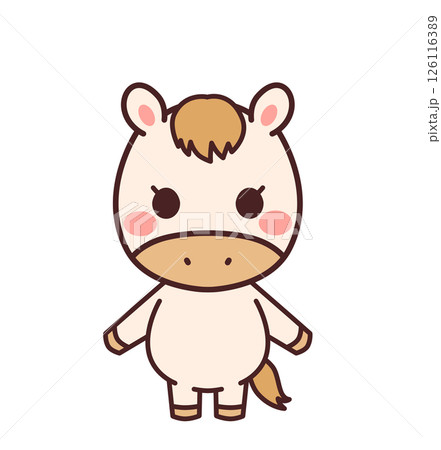 馬のかわいいキャラクター　女の子　イラスト素材 126116389