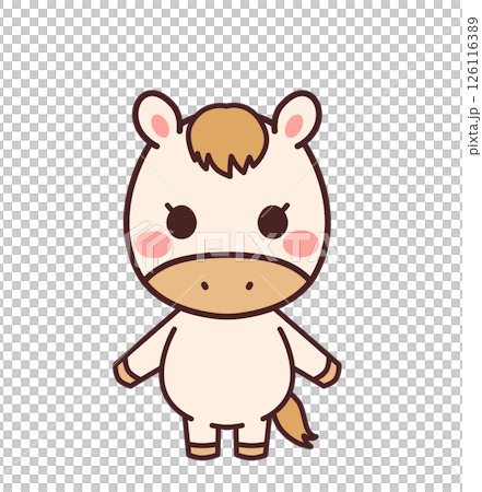 馬のかわいいキャラクター　女の子　イラスト素材 126116389