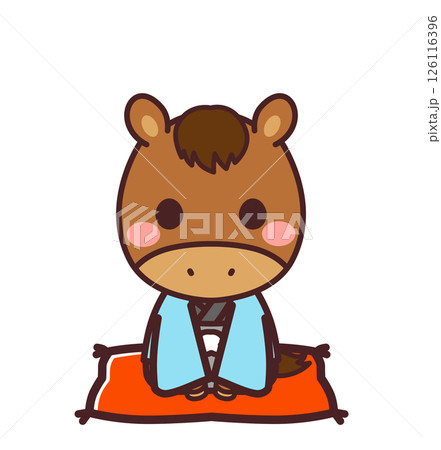 着物を着た馬のかわいいキャラクター イラスト素材 着物を着た馬のかわいいキャラクター イラスト素材 126116396