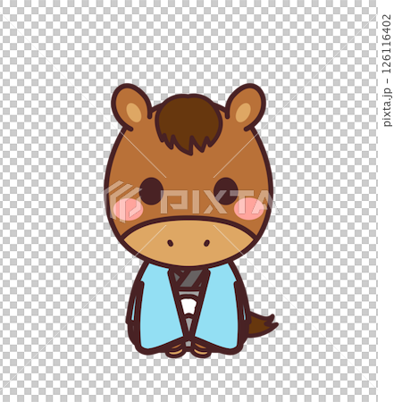 Cute horse character wearing a kimono Illustration material 126116402