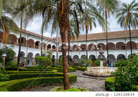 San Francisco convent and church courtyard in Quito, Ecuador 126116634