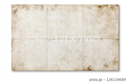 Old vintage blank paper sheet isolated on white background with clipping path, top-down view for design, poster, print or photo mockup with retro texture 126116689
