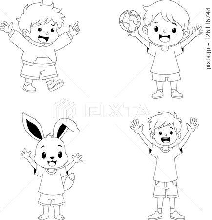 Outline Doodle Set Happy vacation welcome Outline Doodle Set Happy vacation welcome 126116748