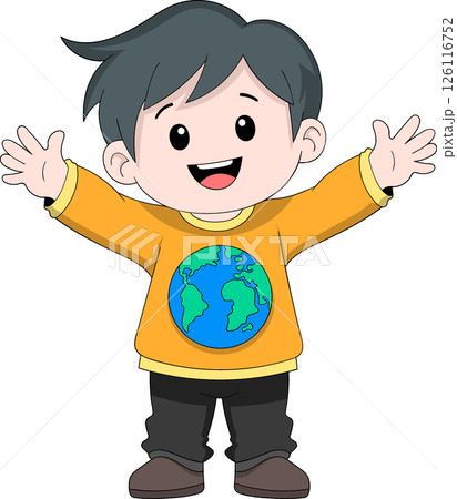 World Peace Invitation Happy Boy Hugging Globe Balloon 126116752