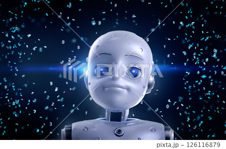 Machine learning concept ai robot with education graphic interface Machine learning concept ai robot with education graphic interface 126116879