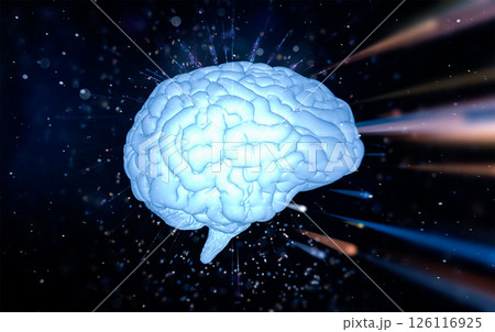 Blue shiny brain in dark 126116925