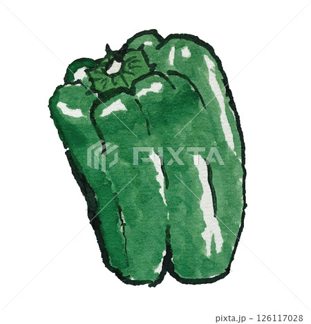 絵手紙のようなピーマンの水彩イラスト 絵手紙のようなピーマンの水彩イラスト 126117028