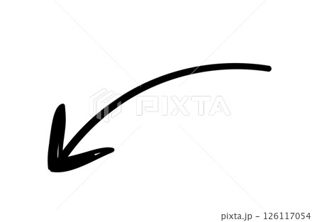 手描きの矢印、左下向き 手描きの矢印、左下向き 126117054