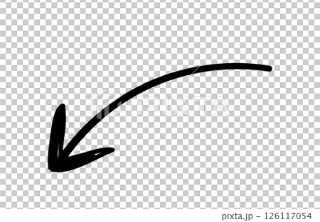 手描きの矢印、左下向き 手描きの矢印、左下向き 126117054