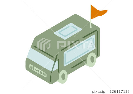 Cartoon Green Camper Van Illustration 126117135