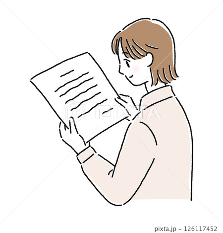 プリントを読む女性 126117452