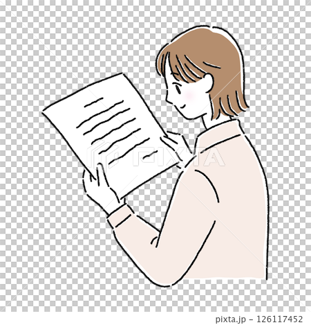 プリントを読む女性 126117452