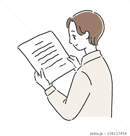 プリントを読む男性 プリントを読む男性 126117454