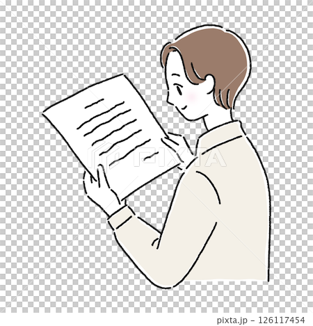 プリントを読む男性 プリントを読む男性 126117454