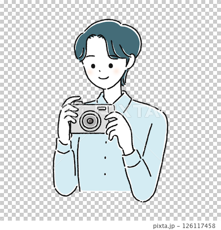 デジカメで写真を撮る男性 126117458