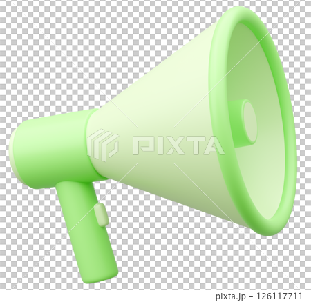 3Dイラスト_メガホン_黄緑 3Dイラスト_メガホン_黄緑 126117711