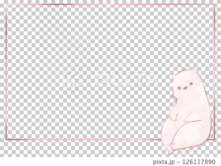 座っているしろくまのフレーム背景(さくら色) 126117890