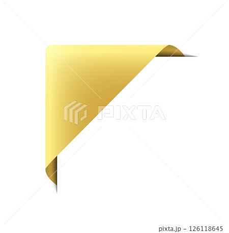Tag sticker badges. Premium sale shapes. Label product golden corner. Vector ribbons and banners. Luxury gold silk realistic template. 126118645