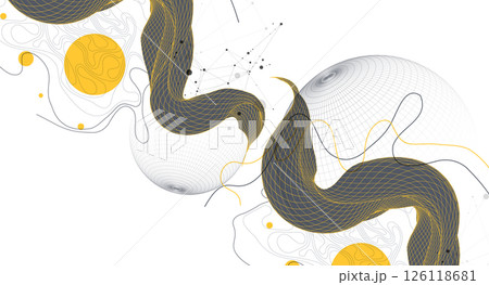 Abstract wireframe wave. Template for science and technology presentation. Vector art. 126118681