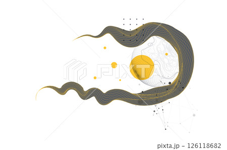 Abstract wireframe wave. Template for science and technology presentation. Vector art. Abstract wireframe wave. Template for science and technology presentation. Vector art. 126118682