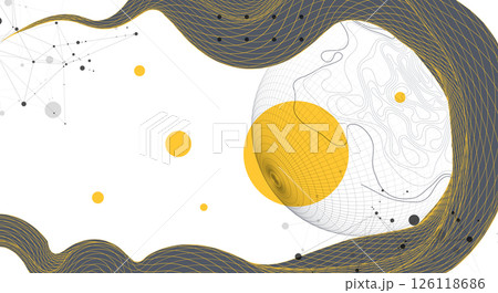 Abstract wireframe wave. Template for science and technology presentation. Vector art. 126118686