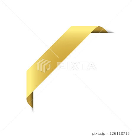 Tag sticker badges. Premium sale shapes. Label product golden corner. Vector ribbons and banners. Luxury gold silk realistic template. Tag sticker badges. Premium sale shapes. Label product golden corner. Vector ribbons and banners. Luxury gold silk realistic template. 126118713