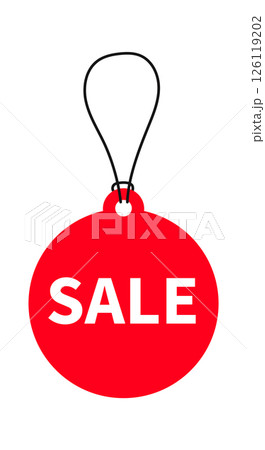 Red sale labels. Realistic price tags mockups. Vector hanging tag set 126119202