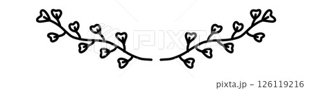 Decorative text dividers floral doodle. Wedding decorative element. Divider ornament, borders, lines. Hand drawn vector illustration isolated on white background 126119216