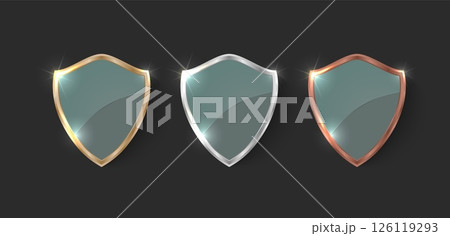 Golden, Silver and bronze Shield Emblem Collection for Modern Technology, Business Security, and Branding Designs Vector Illustration Golden, Silver and bronze Shield Emblem Collection for Modern Technology, Business Security, and Branding Designs Vector Illustration 126119293