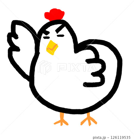 ニワトリのキャラクターイラスト（JPEG/PNG) 126119535