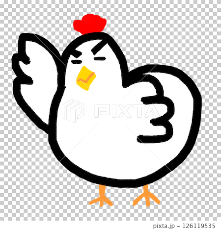 ニワトリのキャラクターイラスト（JPEG/PNG) 126119535