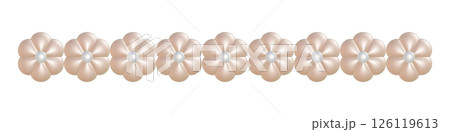 ピンクの花のパールのチェーンの3DCGイラスト 一直線に並ぶ真珠のビーズ  ラインのあしらい3 126119613