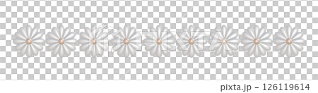3DCG illustration of a white flower pearl chain Pearl beads lined up in a straight line Line arrangement 4 126119614