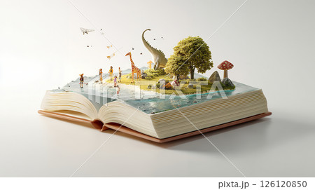開いた本の中のファンタジーな世界観 開いた本の中のファンタジーな世界観 126120850