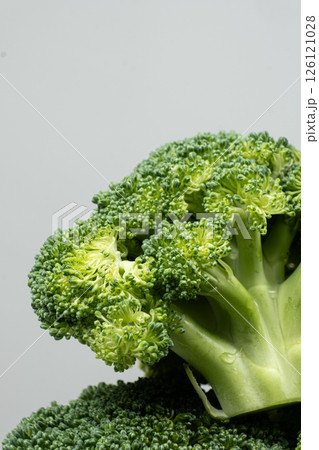 Close-Up View of Fresh Green Organic Broccoli. Close-Up View of Fresh Green Organic Broccoli. 126121028
