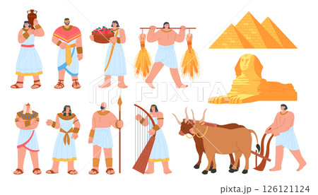 Ancient Egypt Isolated Persons animals and monument Set 126121124