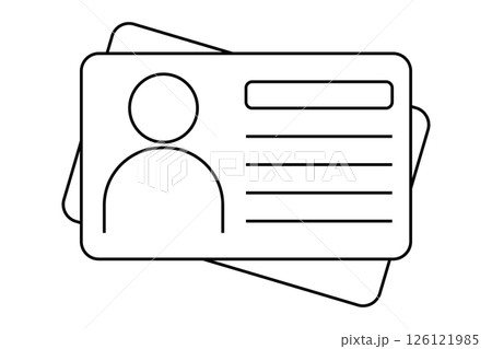 Id card identification badge simple icon. Driver license, verify document. Biometric membership passport. Flat card with information. 126121985