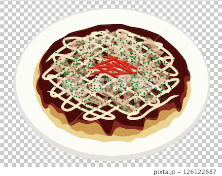 Okonomiyaki on a white plate 126122687