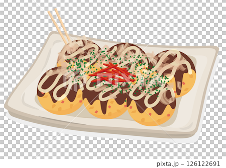 Takoyaki on a square plate Takoyaki on a square plate 126122691