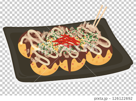 Takoyaki on a square plate 126122692