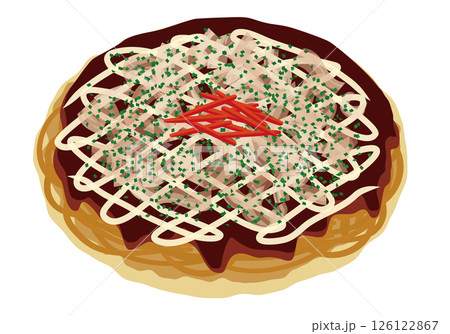 モダン焼き（焼きそば入りのお好み焼き） 126122867