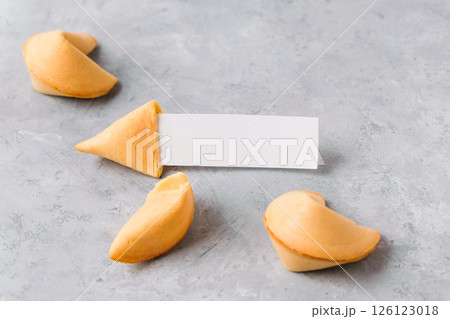 Fortune cookies on neutral background Fortune cookies on neutral background 126123018