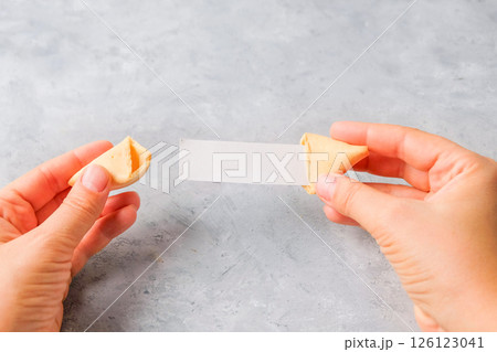 Fortune cookies on neutral background Fortune cookies on neutral background 126123041