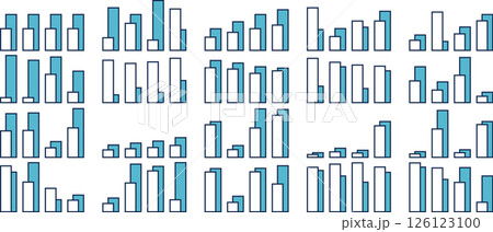 棒グラフのグラフィック素材イラストセット 126123100