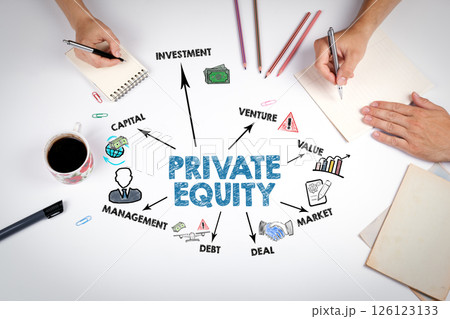 Private Equity Concept. The meeting at the white office table 126123133
