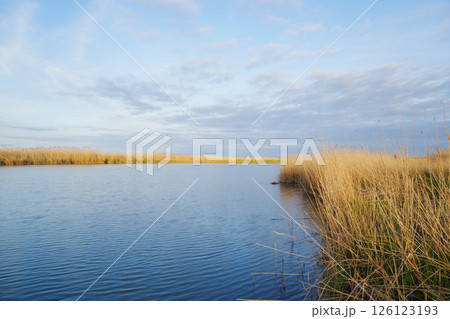 Beautiful morning river landscape. Beautiful morning river landscape. 126123193