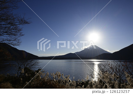 本栖湖から見る富士の日の出 126123257