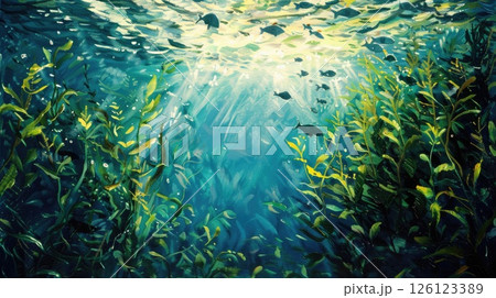 Underwater seascape. Generative AI Underwater seascape. Generative AI 126123389