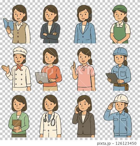 女性の職業・業種別イラスト 126123450