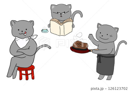 三人のクロネコ 126123702